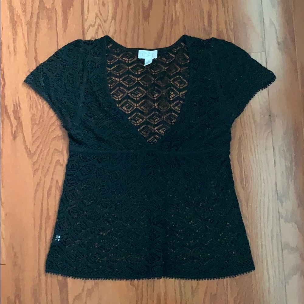 And Taylor LOFT Black Crochet Top